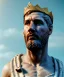 Placeholder: Ultra Realistic image, roman sculpture, marble deluxe material, Lionel Messi, gold Laurel crown, miguel angel style, chisel style, emperador, waist up portrait, cinematic lighting, God light, god rays, 4k resolution, smooth details, ornate details, soft lighting, unreal engine 5, sky background.