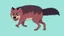 Placeholder: Cute chibi-style hyena dog, chasing its own tail, cartoony, colorful, exaggerated, simplified, adorable