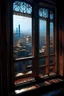 Placeholder: Prinz von Persien Ambiente Ausblick aus dem Fenster auf die Stadt gerade Perspektive auf den Fensterrahmen
