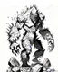 Placeholder: crystal rock monster black and white ttrpg sketch art full body