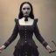 Placeholder: Full body, 3d render, Wednesday addams 1800's women style, 1800's hair style, 1800's women clothes style, hyper realistic, octane render, unreal engine 5, 8k, palace background, uhd