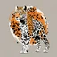 Placeholder: Logo. Orange, black and white palette Leopard in artistic style full body