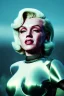 Placeholder: Ultra Realistic retro sci-fi scene, portrait, blonde woman, sweet young Marilyn Monroe face, perfect iris, tight latex coat, Strange planet background, Retro sci-fi style helmet. birds, fog, rain, soft color, highly detailed, unreal engine 5, ray tracing, RTX, lumen lighting, ultra detail, volumetric lighting, 3d, finely drawn, high definition, high resolution.