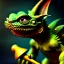 Placeholder: photorealstic, a goblin with a lizard head, holding a club