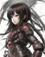 Placeholder: Detailed anime child girl, dark brown hair, black and red dragon scale armour, intricate details, full body portrait, keep head in frame, slight smile, black Japanese motif, concept art, highly detailed, digital painting, concept art, sharp focus, illustration, art by Yoji Shinkawa, WLOP and greg rutkowski and alphonse mucha and artgerm and yanjun Chen and Junji ito and Makoto Shinkai, HDR, octane render