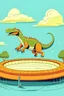 Placeholder: A dinosaur jumping on a trampoline