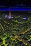 Placeholder: birds eye view of tokyo at nigh in the style of hiroku ogai