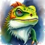 Placeholder: dnd, fantasy, watercolour, humongous strokes, stylistic, portrait, illustration, furry, lizard, personable face, cartoony