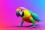 Placeholder: photorealistic, 85mm photo, studio lighting, parrot, by lisa frank, polychromatic colors, thick, rose quartz, dark background