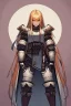 Placeholder: Wagnard Record of Lodoss War, oldschool, insane, ghost in the shell art style, in the art style of Record of Lodoss War, Dark Paladin, standing in front of a sea of red, large moon in the background, Female, light armor, dark ginger long hair, orange eyes