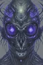 Placeholder: feral humanoid with ghastly gray skin and three eyes, one covered with a cataract. Three eyes, one in the center of the head. Fantasy art style with lots of detail.