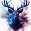 Placeholder: deer, 3D, leaning pose, watercolor illustration by <agnes cecile> <Yoji Shinkawa>,