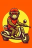 Placeholder: Ape riding on a fast scooter, with sunglasses, making a silly face, cartoonize, logo