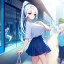 Placeholder: Clear focus, 8k, beautiful lighting, vibrant colors, girl, white hair, long hair, blue eyes, ponytail, casual clothes,