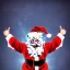 Placeholder: freaky Santa, laughing, flying, wings