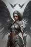 Placeholder: female warrior angel with black wings
