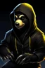 Placeholder: cyber punk hacker honey badger wearing a black hoodie