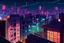 Placeholder: roof top apartment view of a vampire city lights cartoon