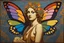 Placeholder: colorful psychedelic painting of ancient god psyche depicted in ancient mosaic art as a butterfly-winged woman by andy warhol