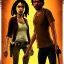 Placeholder: Clementine from the walking dead telltale she puts her bare foot on a guy's head, she looks superior, the art looks like a live action movie