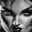 Placeholder: Sincity comic, a vampire glam. Closeup.