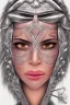 Placeholder:  Portrait female Maori Chief color accents on rainbow paper silver filigree iron maiden pastel Maori tribal tattoos, bow with arrows, full detail, 4k, style of Cosmopolitan