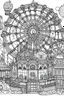 Placeholder: A haunted carnival with ghostly rides, creepy clowns, and a ferris wheel. Outline, sketch style, only use outline, mandala style, clean line art, white background, no shadows, no clear wall, coloring page.