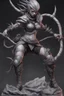 Placeholder: female gray skin, Shadar-Kai wielding a Whip made out of black thorns, clothes with a dark rose theme