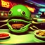 Placeholder: Space alien burgers on a menu.