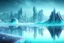 Placeholder: ice, lagoon, seashore, distant futuristic city, epic, sci-fi