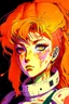 Placeholder: 90s anime sci fi orange hair space Captain girl blood on face sacred