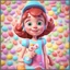Placeholder: candy girl teenager, stylized 3d. pixar, cartoon