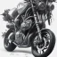 Placeholder: technical concept study, pencil sketch, motorcycle the inspired 2019 Honda CB1100 RS