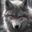 Placeholder: A wolf with shining red eyes