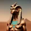 Placeholder: The egyptian god Ra, head of a falcon, superhero pose, desert background, epic, powerful, concept art style