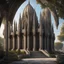 Placeholder: Exterior view Gothic temple hyper-detailed 8k work of art