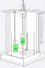 Placeholder: draw image of the experimental setup for electrolysis of color solution, showing electrodes dipped in a beaker, electrical wire, and dc power supply.