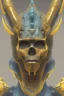 Placeholder: Anunnaki black male African Egyptian alien, cracks in the voodoo head, wicked, eyes, Elephant, 8k, finely detailed, photo realistic, tiger turquoise skull head gold dragon helmet space alien silver surfer skeleton gold Olmec silver crown silver eyes, big wave tsunami