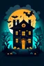 Placeholder: "Create an AI logo design for Halloween with a haunted twist. Picture a spooky house surrounded by eerie mist and moonlight. Add playful elements like ghostly figures, bats, and a jack-o'-lantern on the doorstep, capturing the essence of a ghostly Halloween night."