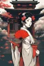 Placeholder: Geisha, lofi, studio ghibli style, high contrast