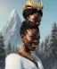 Placeholder: a fancy portrait of a snow african Queen by Greg Rutkowski, Sung Choi, Mitchell Mohrhauser, Maciej Kuciara, Johnson Ting, Maxim Verehin, Peter Konig, 8k photorealistic, cinematic lighting, HD, high details, dramatic, atmosphereric, trending on artstation