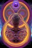 Placeholder: Spiritual being with Tentacles over human Head creating reality around, wrapping Spiral around Human, Psychedelic