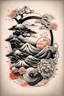 Placeholder: Create a captivating modern 2d Japanese tattoo design for print , using the elegant influences of japan art style, for print, dynamic elements from fashion and design, and bold Japanese art aesthetics, framing centered in the center, distanced from the edges of the paper perimeter, perfect anatomy, bauhaus, Divine Proportion,