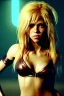 Placeholder: portrait, Shakira, blonde artist, angry, Realistic image, latex style dress. Skewers, loose long hair, eyes make up, perfect, glow, circle iris. Neon colors, leds, geometric shapes. Dark background, photo studio, neon lights. Mad max, concept art, smooth, unreal engine 5, god lights, ray tracing, RTX, lumen lighting, ultra detail, volumetric lighting, 3d, finely drawn, high definition, 4k.