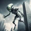 Placeholder: Alien robot attacking a skyscraper