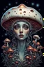 Placeholder: Beautiful portrait rococo mushroom fairy, detailed eyes, realistic features, hq, fungi, celestial, moon, galaxy, stars, by Salvador Dalí, giger, Hieronymus Bosch, victo ngai, fungi, celestial, Ryan Hewett