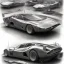 Placeholder: Technical concept study, pencil sketch, single digital, inspired from Vintage Lamborghini car