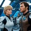 Placeholder: [high res photo in Valerian and Laureline's universe of Jean-Claude Mézières (1967)] Chris Pratt as Kael Dravan tightened his uniform clasp while scanning the spacedock, a tide of alien species pouring through the bay. At his side, a youthful Heather Thomas plays Lyra Vey listened intently, her gift for finding order in chaos keeping them steady amid the shrieks, scents, and psychic echoes. Around them bustled Shingouz, Syrtesians, and towering Omelites, all moving within the vast, living heart