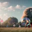 Placeholder: Ultra realistic circus scene. Sweet big hair monster flying. Child’s playing. one strong man, smile. happy, color bubbles, smooth color, waist up view, Wes Anderson style, dark ambient, highly detailed, concept art, unreal engine 5, god rays, ray tracing, RTX, lumen lighting, ultra detail, volumetric lighting, 3d, finely drawn, high definition, high resolution.