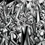 Placeholder: picasso cubism crowd of people black and white screaming with guns